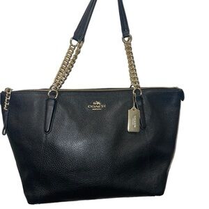 Coach Ava pebble leather gold chain tote